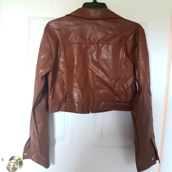 Brown Crop Moto Jacket - Picture 3 of 4